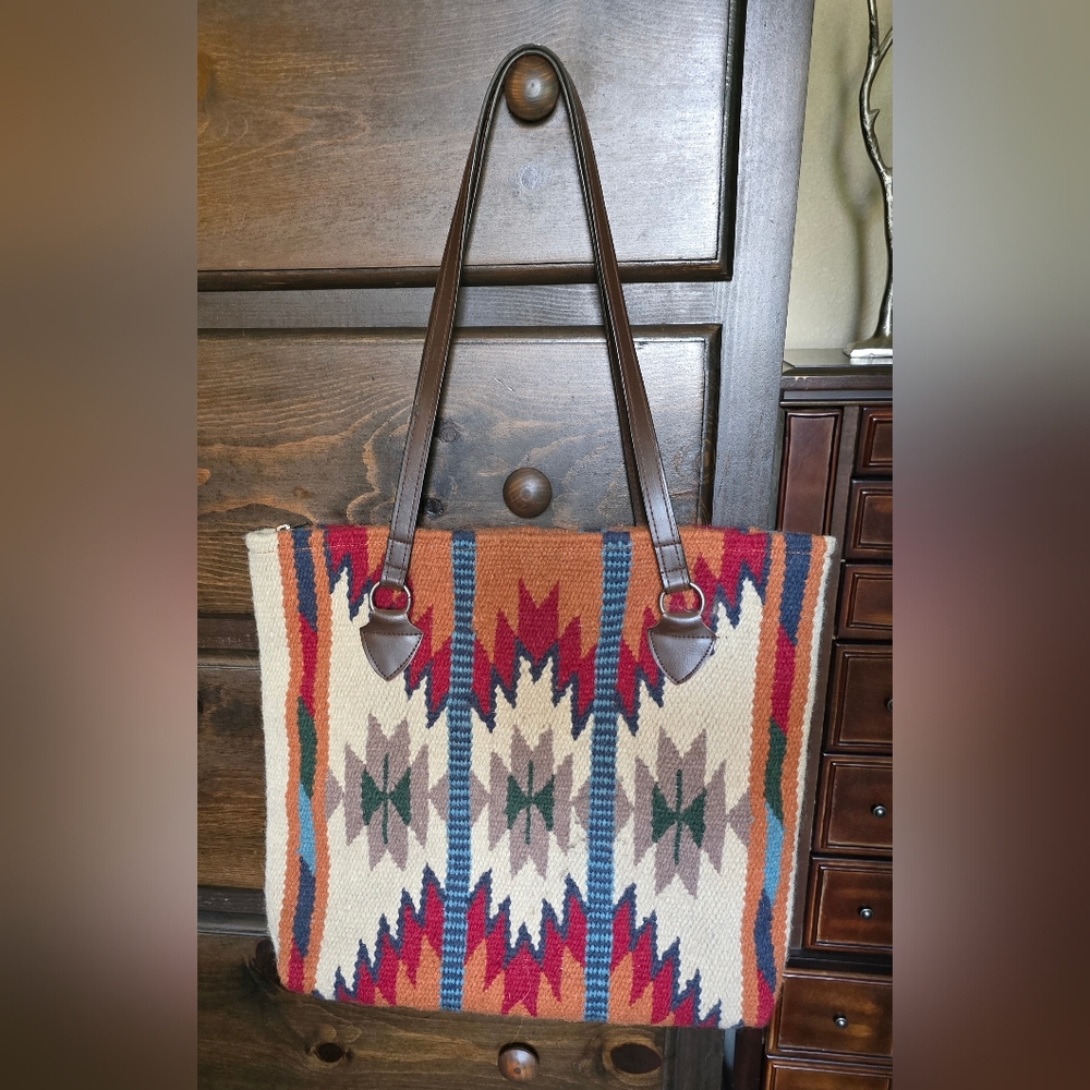 El Paso Saddleblanket Co. Wool Lined Saddleblanket Tote Southwest Equestrian
